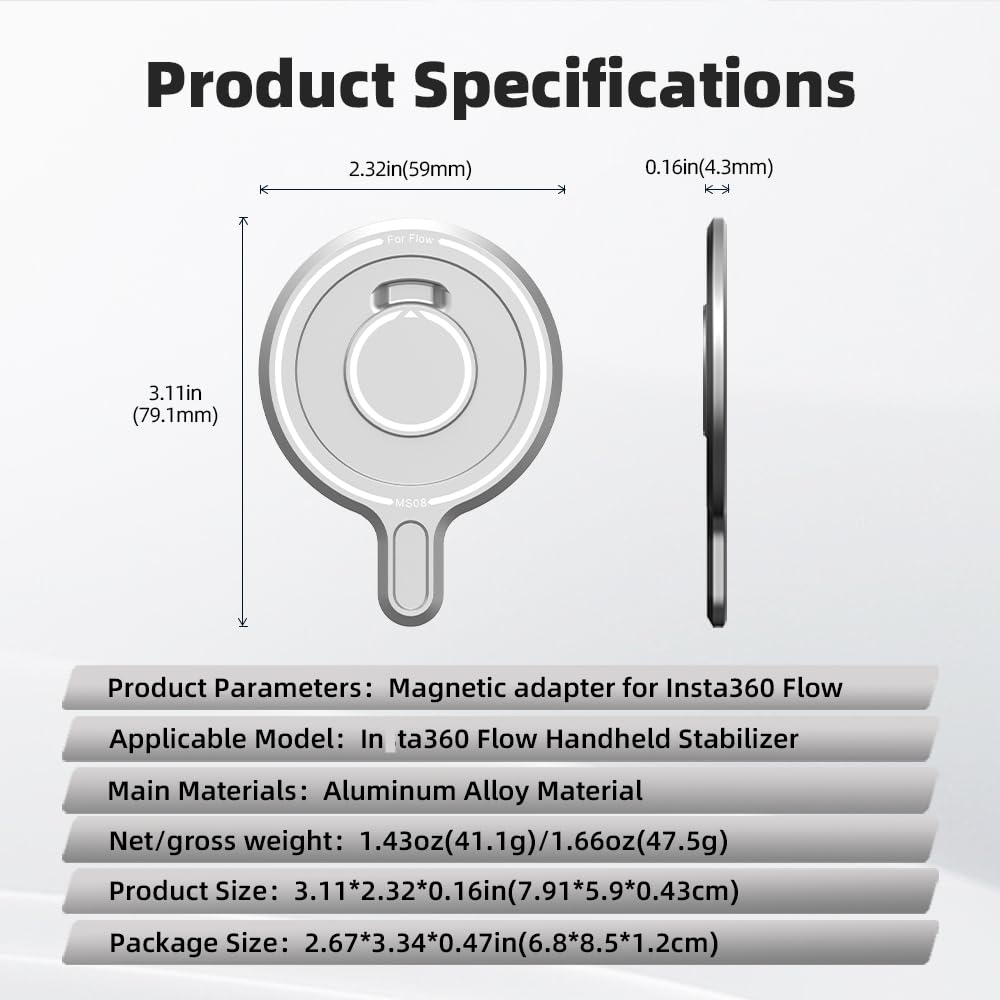 Adaptateur de Cardan pour Insta 360 Flow Pro/Flow Base d'Adaptateur Magnétique Cardan Mobile Pièces d'Extension Magsafe Accessoires