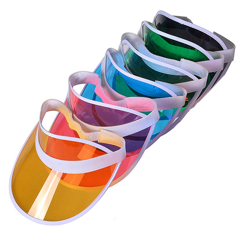 Beach Tennis Plastic Sun Visors Hat Unisex Golf Visor Sun Hat Cap for Outdoor, One Size, 6 Packs