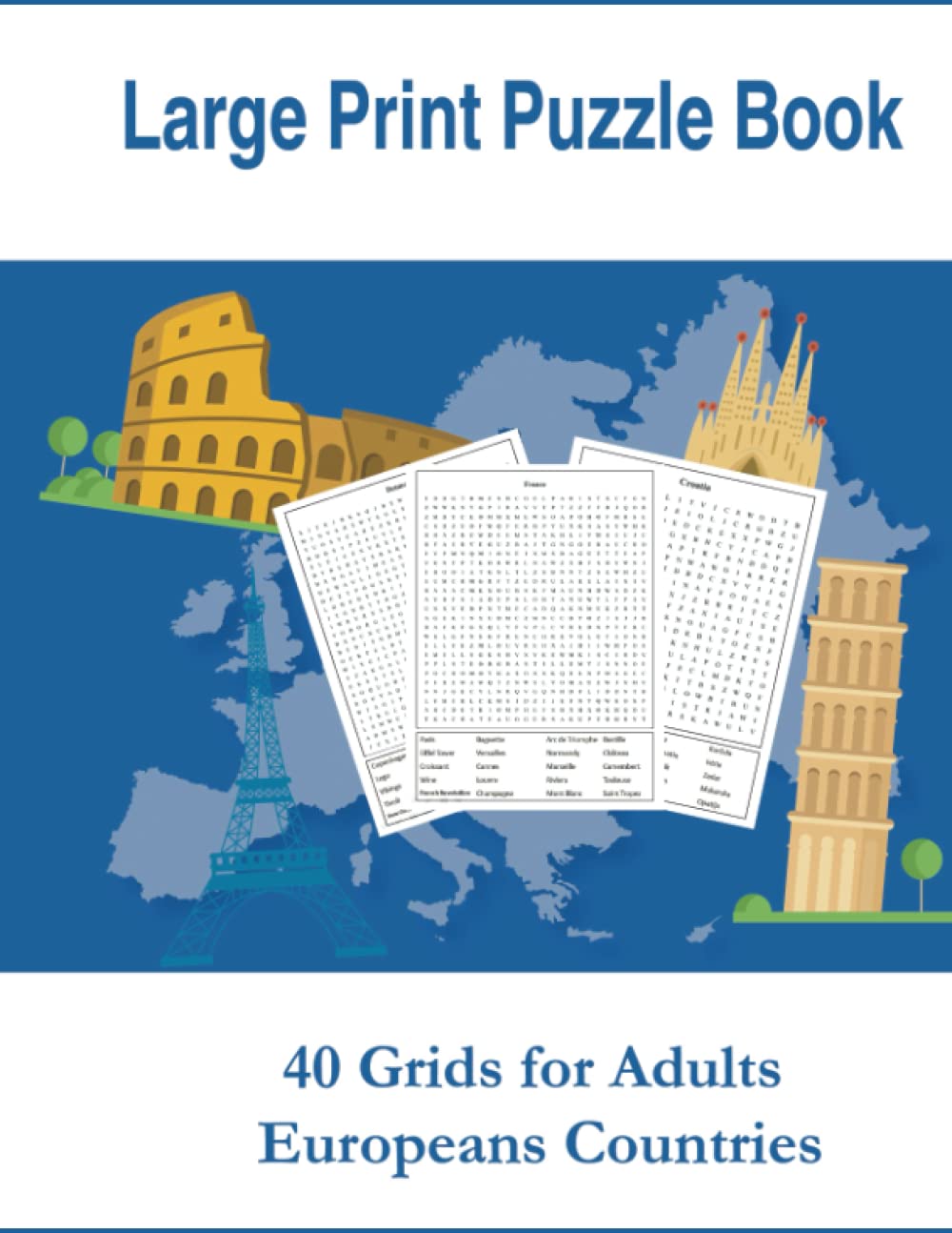 Large Print Puzzle Book 40 Grids for adults europeans countries: large print word search puzzles for seniors travel size .Wondrous Expeditions Large ... funy gift for men and women and seniors