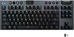 Clavier mécanique de jeu sans fil Logitech G915 TKL Tenkeyless Lightspeed RGB, options d'interrupteurs à profil bas, LIGHTSYNC RGB, prise en charge avancée sans fil et Bluetooth - Cliquant, Noir