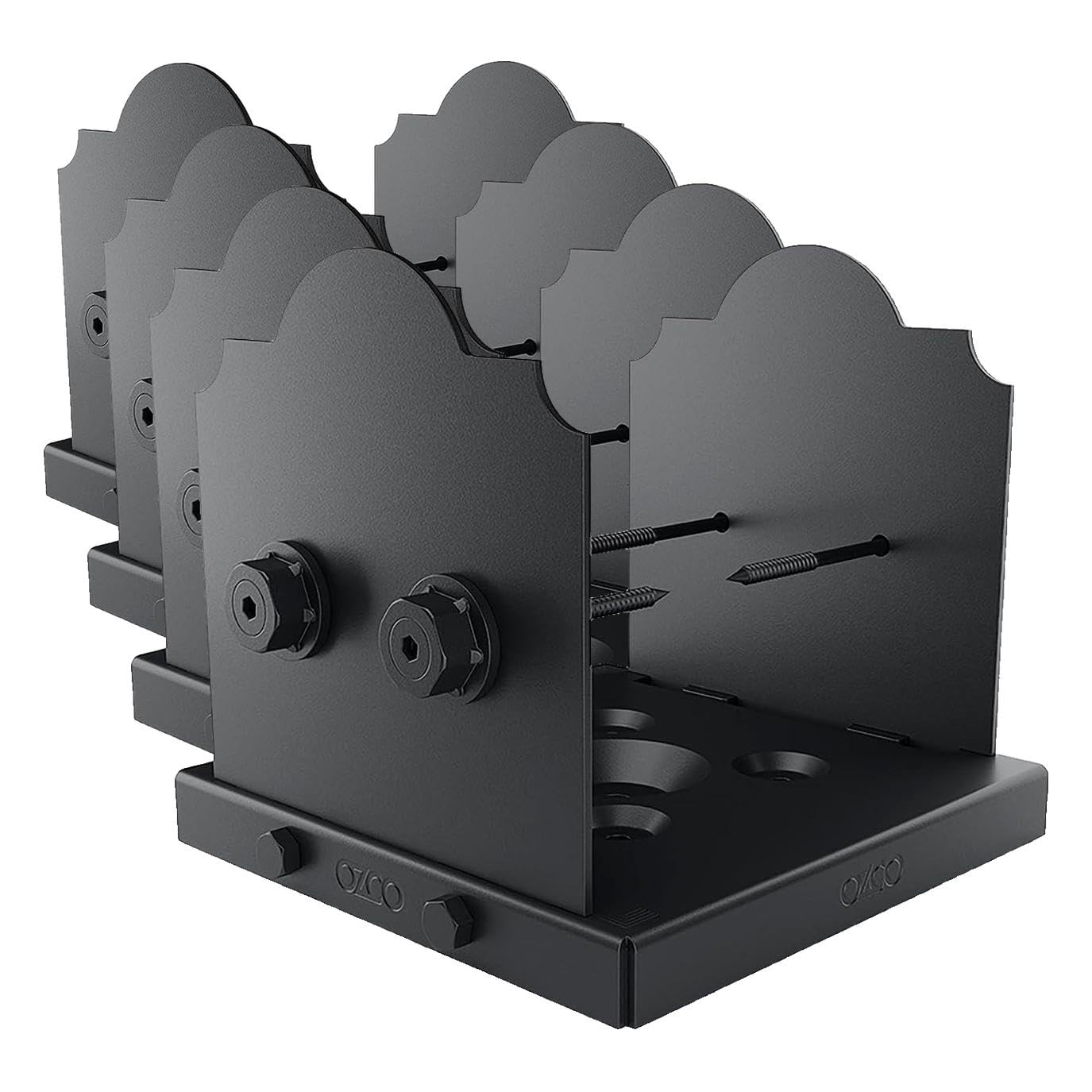 Ozco Laredo Sunset Lite 8x8 Post Base Kit, Includes Decorative Plates, Hex Cap Nuts, OWT Timber Screws, Galvanized Steel for Pergolas | 56624 (Pack of 4)