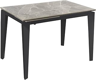 giordano shop Tavolo Allungabile 120/170x80x76 cm in Metallo con Top Ceramica su Vetro Marmo Grigio