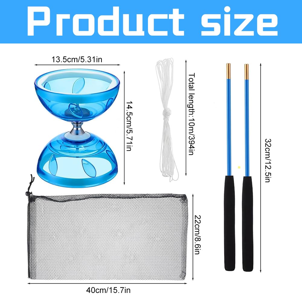YANGUN Triple Bearing Diabolo Set, Diablo Toy, Juggling Set including Wooden Sticks - Image 2