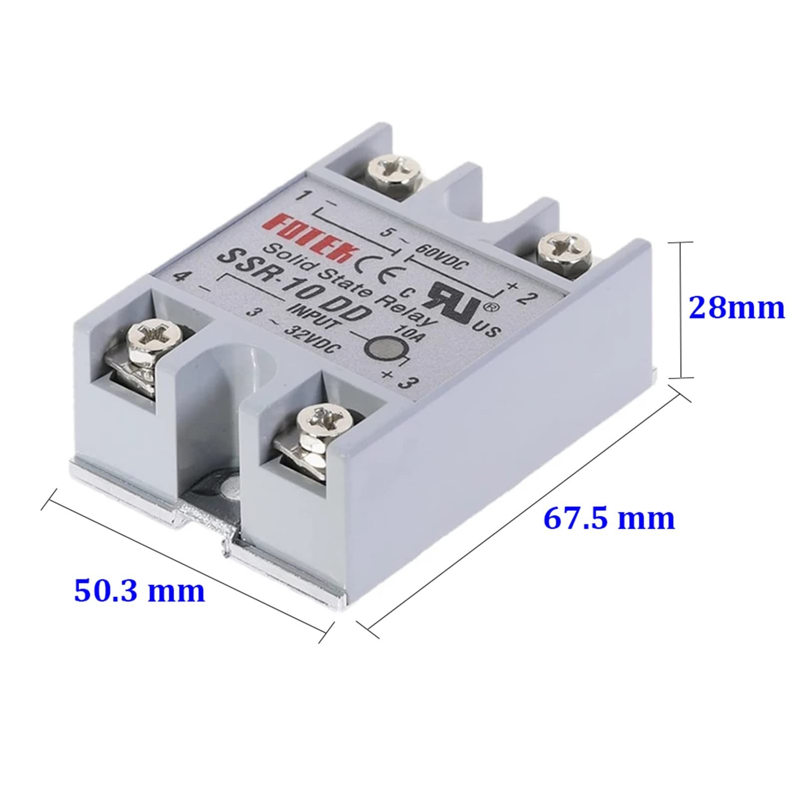 Parti di ricambio Relè a stato solido SSR-10DD SSR-25DA SSR-40DA SSR-40AA SSR 10A 25A 40A 60A 80A 100A DD DA Modulo for il controllo della temperatura (Color : Dd, Size : SSR-60A)
