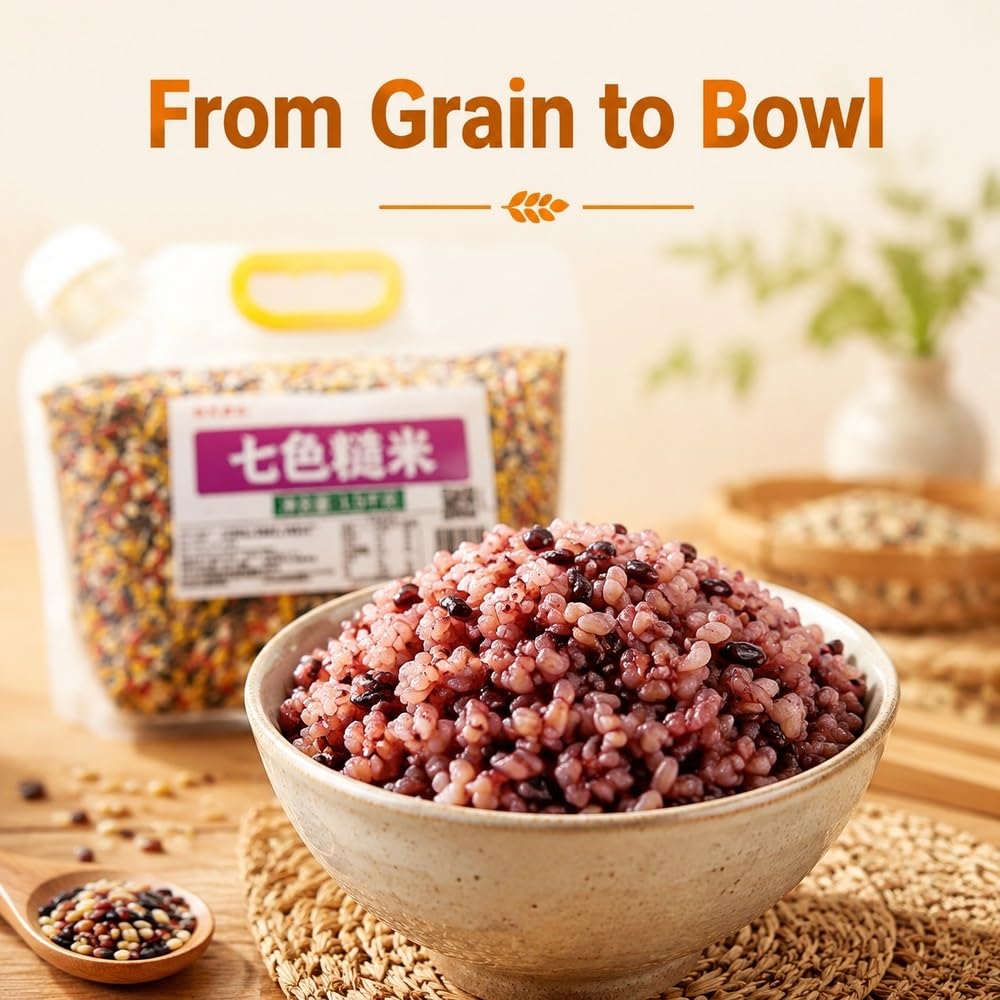 1,5 kg de mezcla de granos mixtos de arroz integral de 7 colores | Bolsa Stand Up con pico y asa for arroz y gachas
