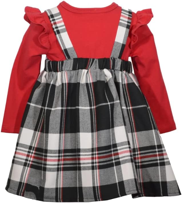 Bonnie Jean Girl's Holiday Christmas Dress - Plaid Jumper Dress for Baby and Toddler Girls