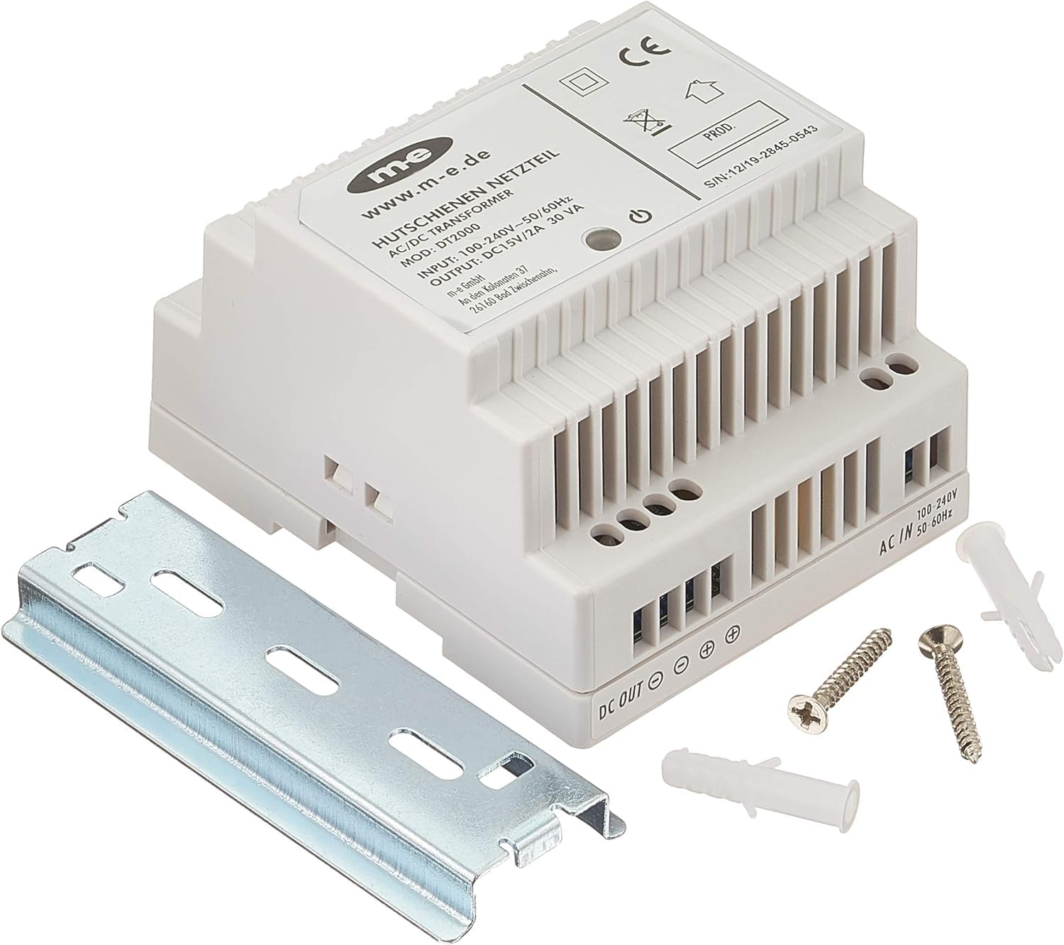 M-E DT-2000 - Carril DIN Fuente de alimentación (CC 15 V/2 A)