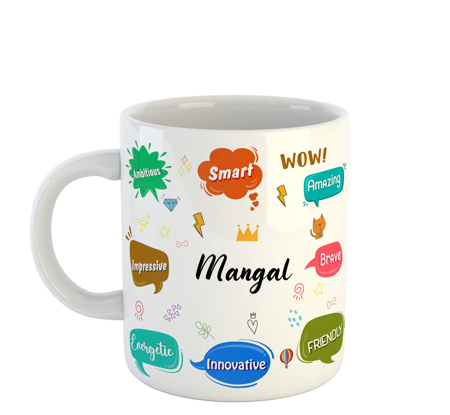 ASHVAH Personalised Mangal Name Coffee Mug for Boys - Best Birthday Gift for Son, Brother, Boyfriend, Husband, Return Gift - Color - White, Name -Mangal