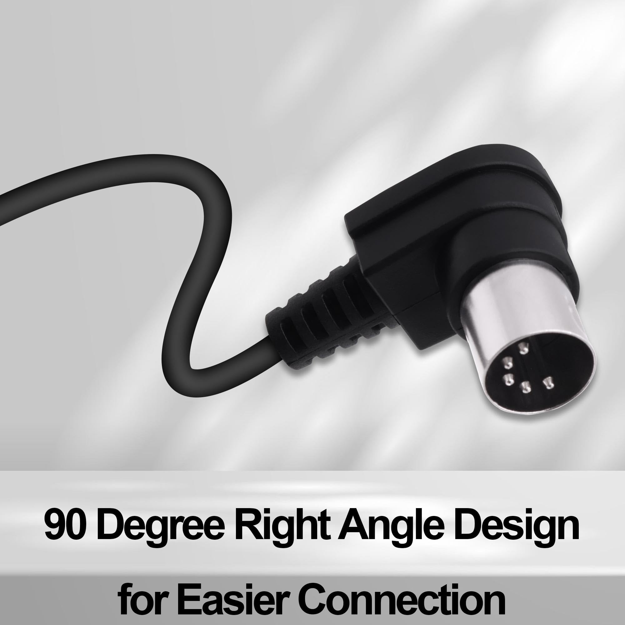 Câble MIDI DIN 5 broches mâle vers mâle angle droit 90 degrés 5 broches adaptateur audio pour synthétiseur, amplificateur, mixeur, clavier MIDI, équipement de clavier - 1,5 m