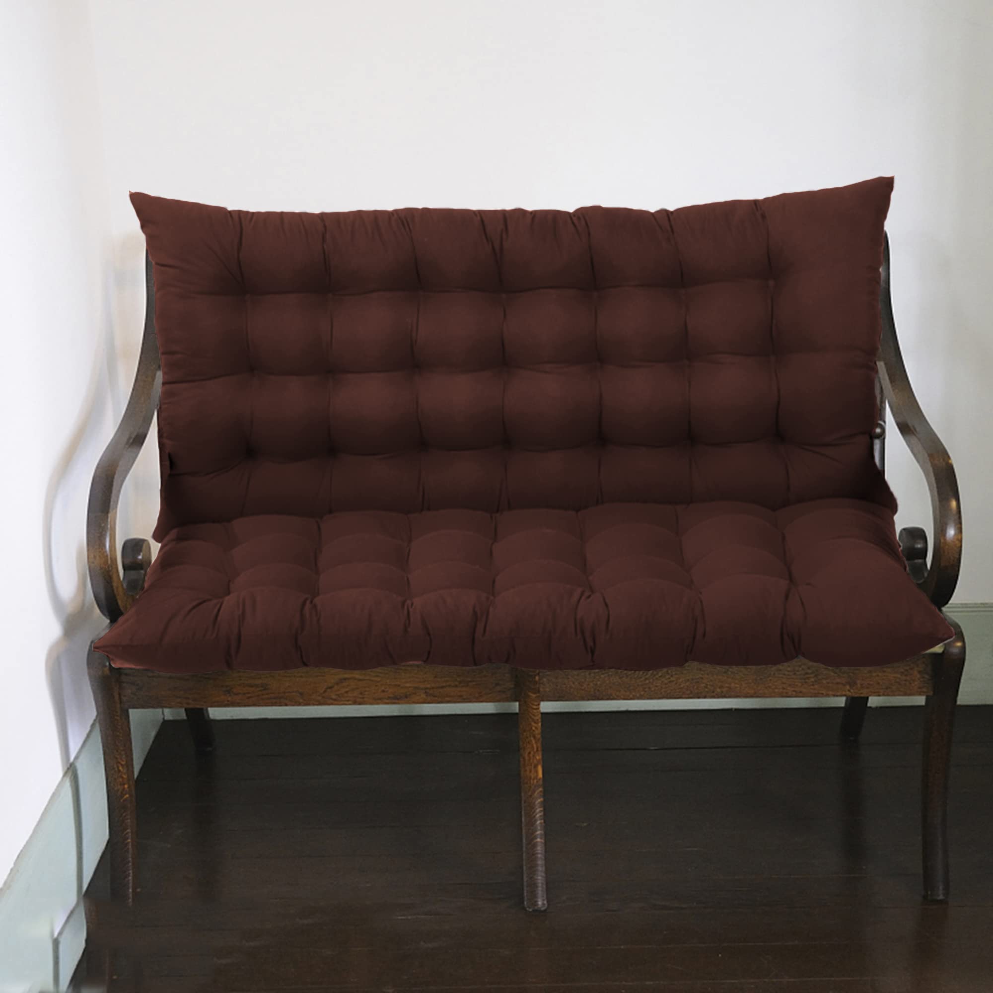 Sangles de banc de jardin d'extérieur avec dossier – 2 ou 3 places – Coussins de rechange pour balancelle et intérieur – 120 x 100 x 8 cm, marron