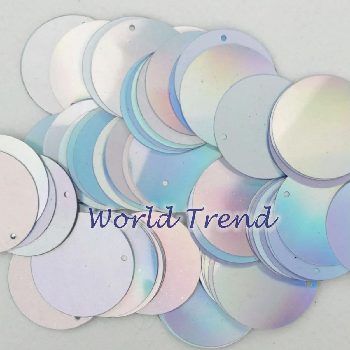 Lentejuelas planas redondas sueltas de color arcoíris metalizado plateado de 250 g para bordar, apliques de novia, manualidades y adornos - 40 mm
