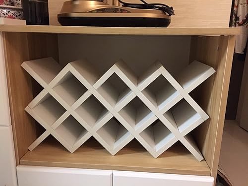 Miniatura 4 de Gdrasuya10 Estantes de vino blanco para encimera para 10 botellas, soporte de madera para botellas de vino, estante de vino de mesa, estante