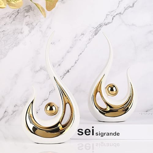 Miniatura 3 de LCCCK Paquete de 2 adornos de arte abstracto moderno para decoración del hogar, estatuas contemporáneas para mesa de centro de estar, centros de