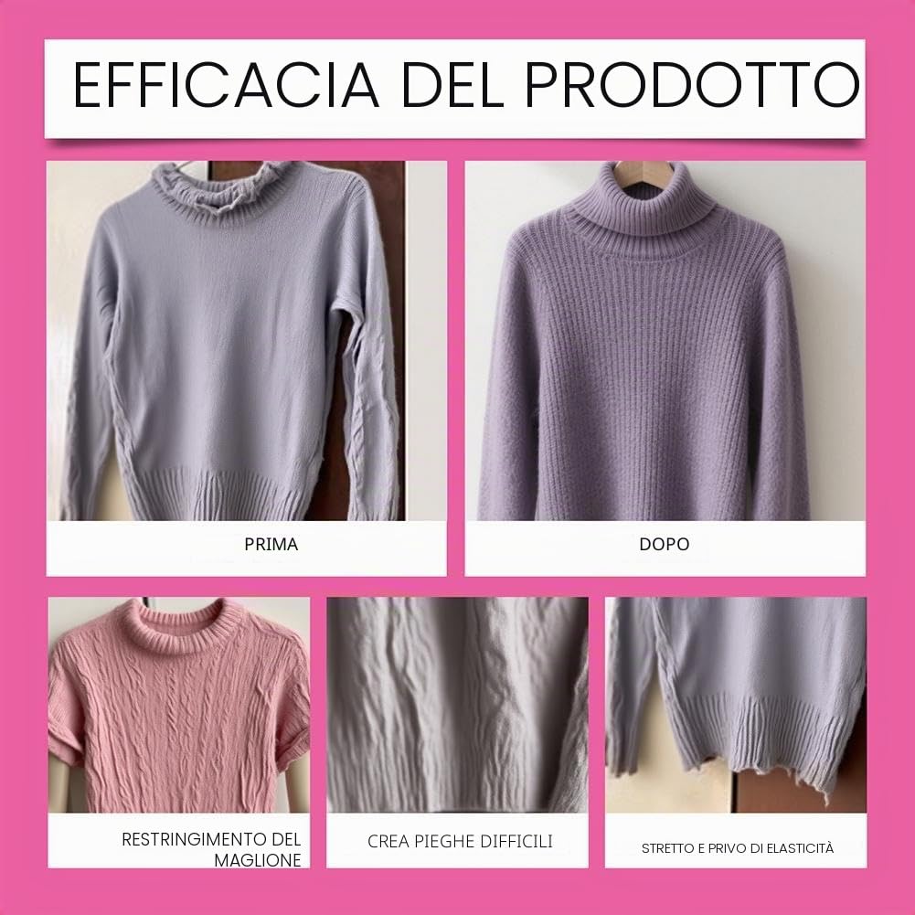 Soluzione riparatrice restringente per maglioni di lana 100 ml, ripristina tessuti lana e cashmere, trattamento nutriente