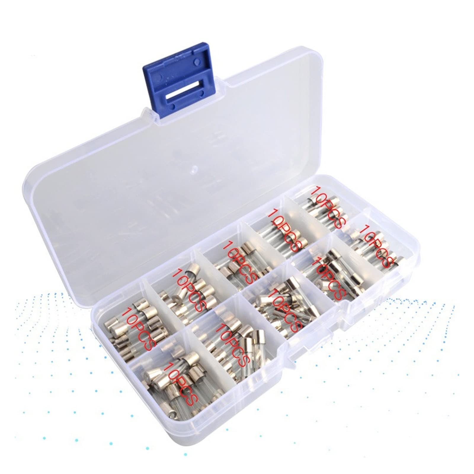 Fusibile a tubo di vetro ad accensione rapida, Set da 100 pezzi 5x20 mm Kit assortiti for soffiaggio rapido, vetro soffiato rapido(As Photo)