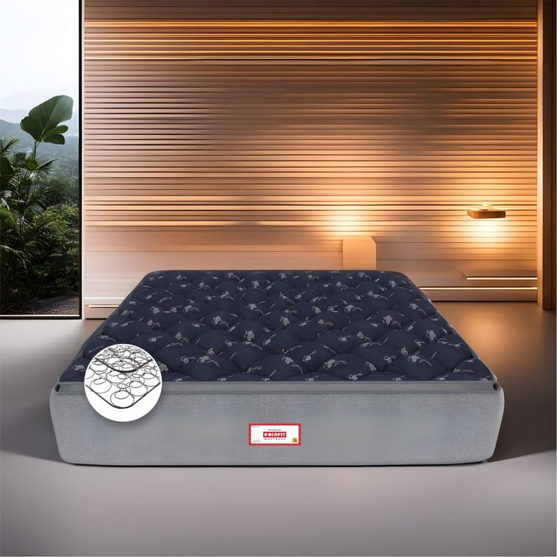 Coirfit LUXURINO 10 Inch Bonnell Spring Mattress | ISPT Tech. | for Firm Support | Hotel Like Bounce | No Motion Transfer | Orthopedic Comfort | with 7 Year Warranty (L X W : 72X66), Blue (B0CY2PL36L) Amazon Price History, Amazon Price Tracker