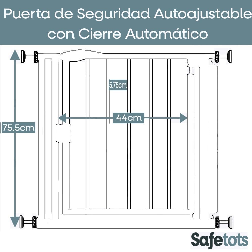 Bettacare Puerta de Seguridad Automática de Cierre, 68.5cm - 75 cm, Blanca, Puerta de Seguridad con Ajuste a Presión, Puerta de Bebé, Barrera de Seguridad para Puertas Pasillos y Espacios