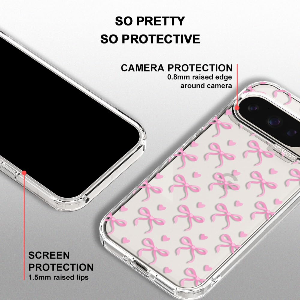 MOSNOVO Case for Google Pixel 10 & Pixel 10 Pro, [Buffertech 6.6ft Military-Grade Drop Protection] [Anti Peel Off Tech] Clear TPU Bumper Phone Case Cover Design - Cute Cherry — view 44
