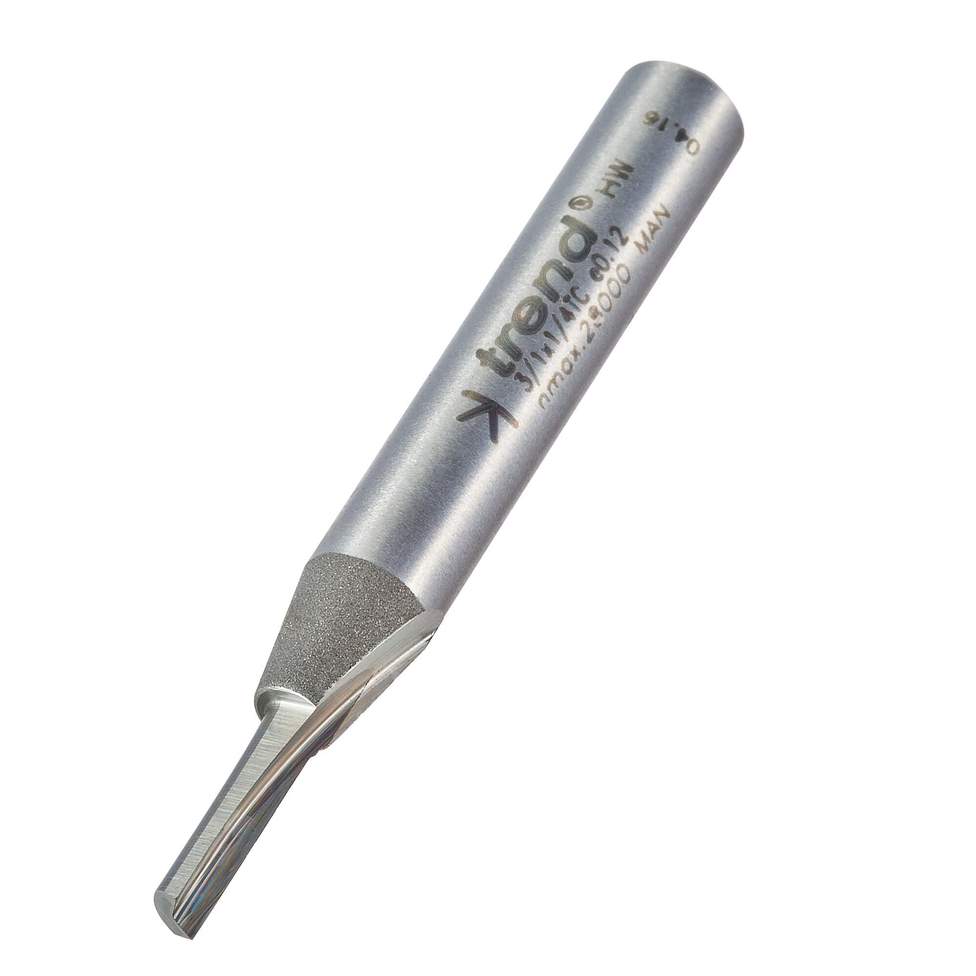 Trend Professional Eccentric Single Flute Router Cutter, 1/4 Inch Shank, 3mm Cut Diameter & 11mm Cut Length