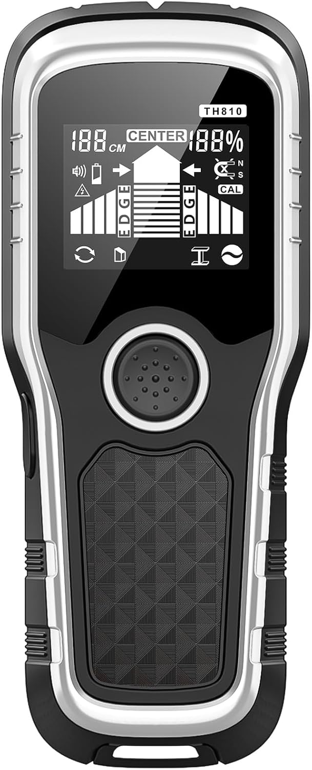 Stud Finder Wall Scanner - 6-in-1 Upgraded Multifunction Auto Detection with LCD Display & Audio Alarm for Wood, Metal & AC Wires, Ideal for Home DIY & Professional Contractors (Light Silver)