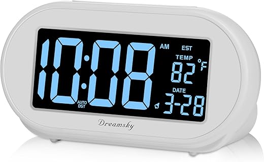 Dream Sky Alarm Clocks for Bedrooms, Auto Set Digital Desk Clock for Bedside Nightstand, Electric