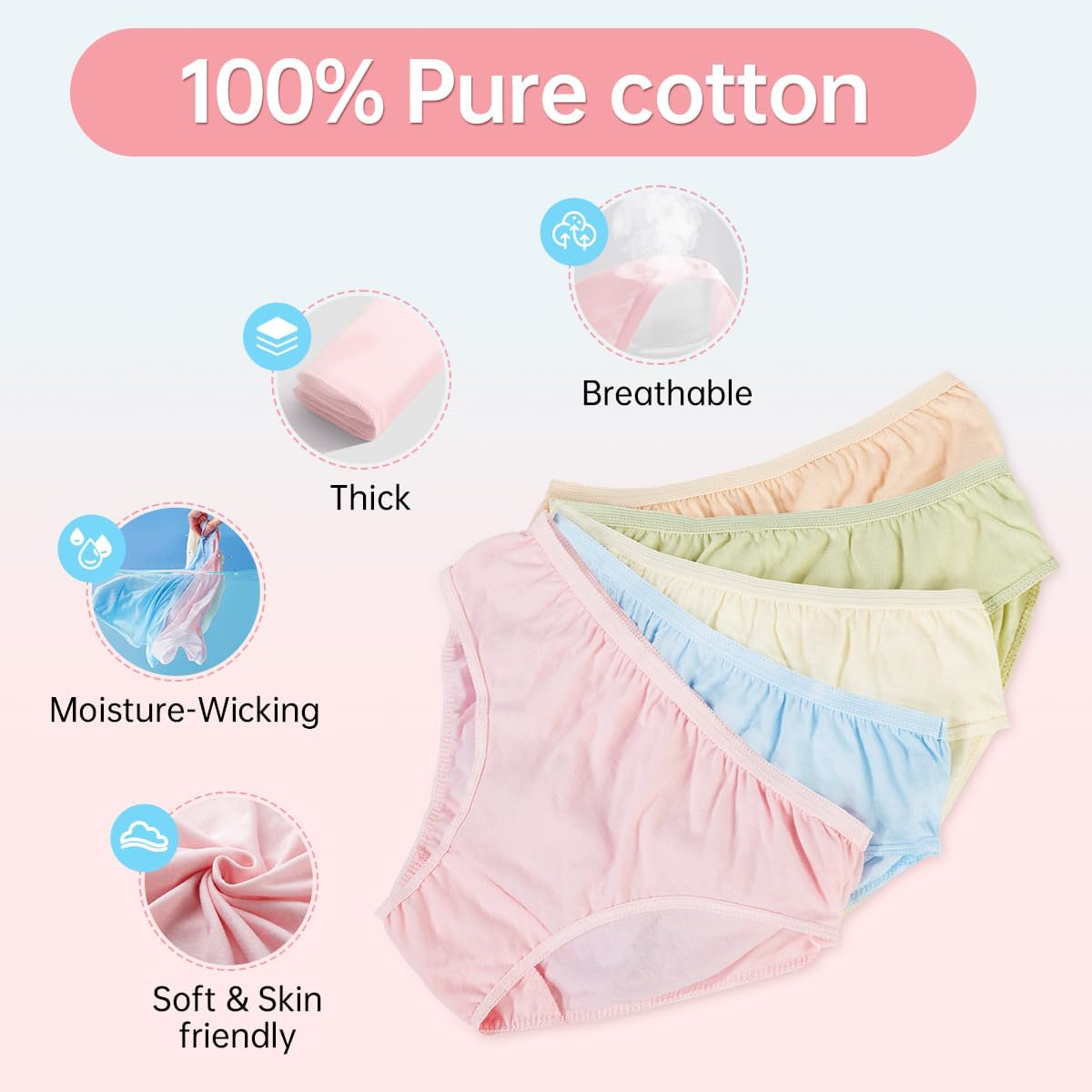 Disposable Underwear for Women Travel-Hospital Stays- Pure Cotton Ladies Brief Panties Multicolor (10pk) - Image 3