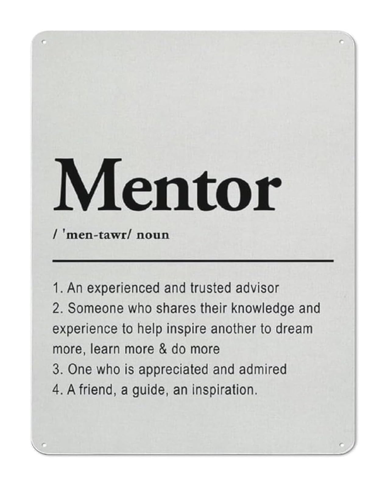 NWPNLXEA What is a Mentor Rustic Metal Tin Sign Inspirational Definition Print Wall Decor for Office Study Training Room (8 X 12 in)