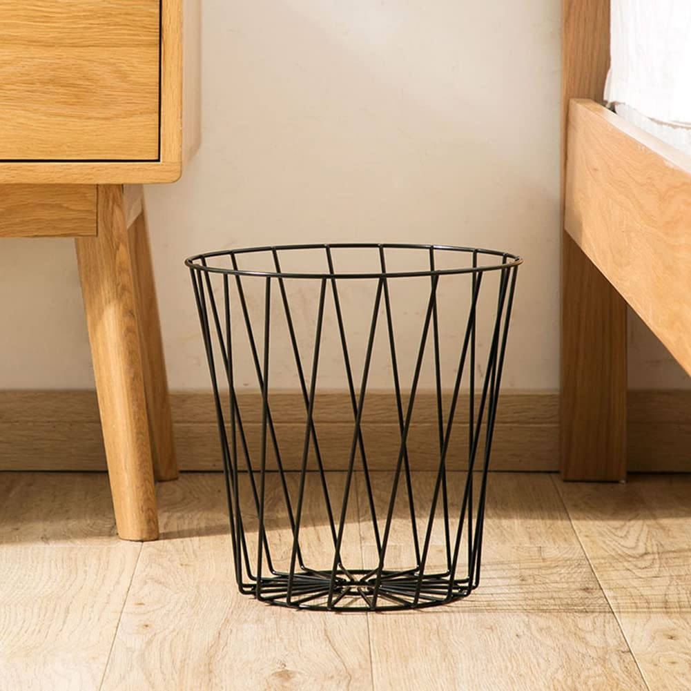 ETRAVRL Pattumiere, filo metallico, cestino per rifiuti in ferro e metallo, cestino per la spazzatura, cestino per il filo, decorazione camera da letto, stile nordico, nero, set da 2