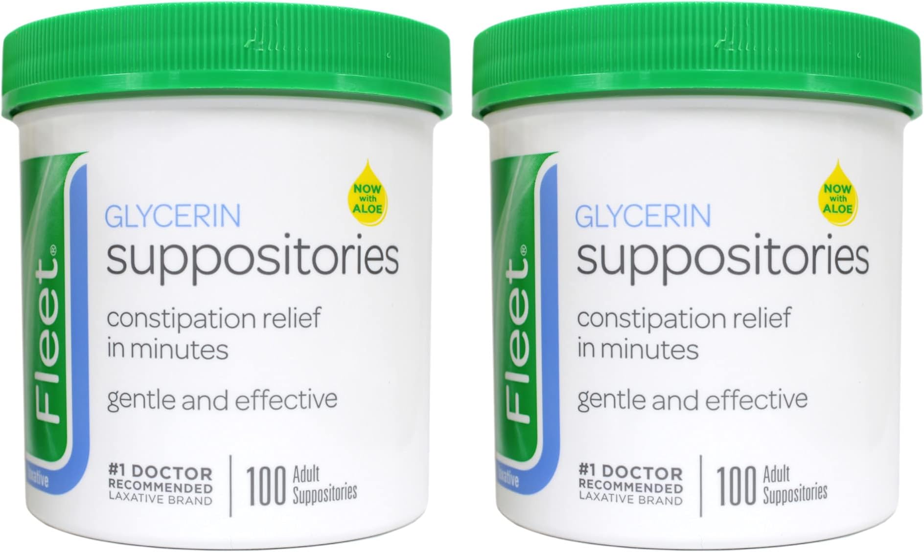 Glycerin Suppositories, Laxative, Adult Jar, 100 Each (2-Pack)
