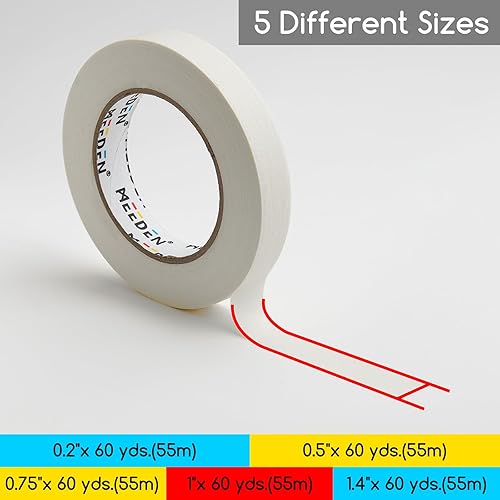 Miniatura 2 de MEEDEN 5 paquetes de cintas blancas para artistas, 0.2 pulgadas, 0.5 pulgadas, 0.75 pulgadas, 1.0 pulgadas, 1.4 pulgadas x 60 yardas, cinta adhesiva