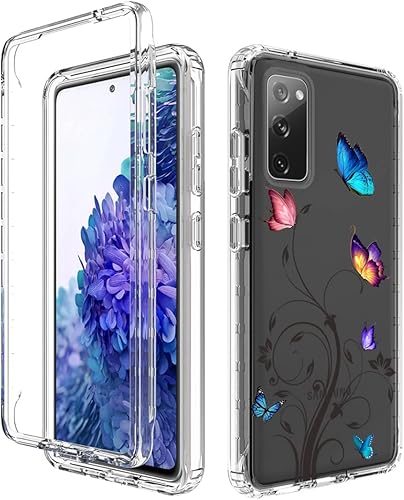 Miniatura 6 de Funda para Galaxy S20 FE 5G, SM-G781U con protector de pantalla de vidrio templado, diseño floral de cuerpo completo, carcasa rígida + funda de TPU