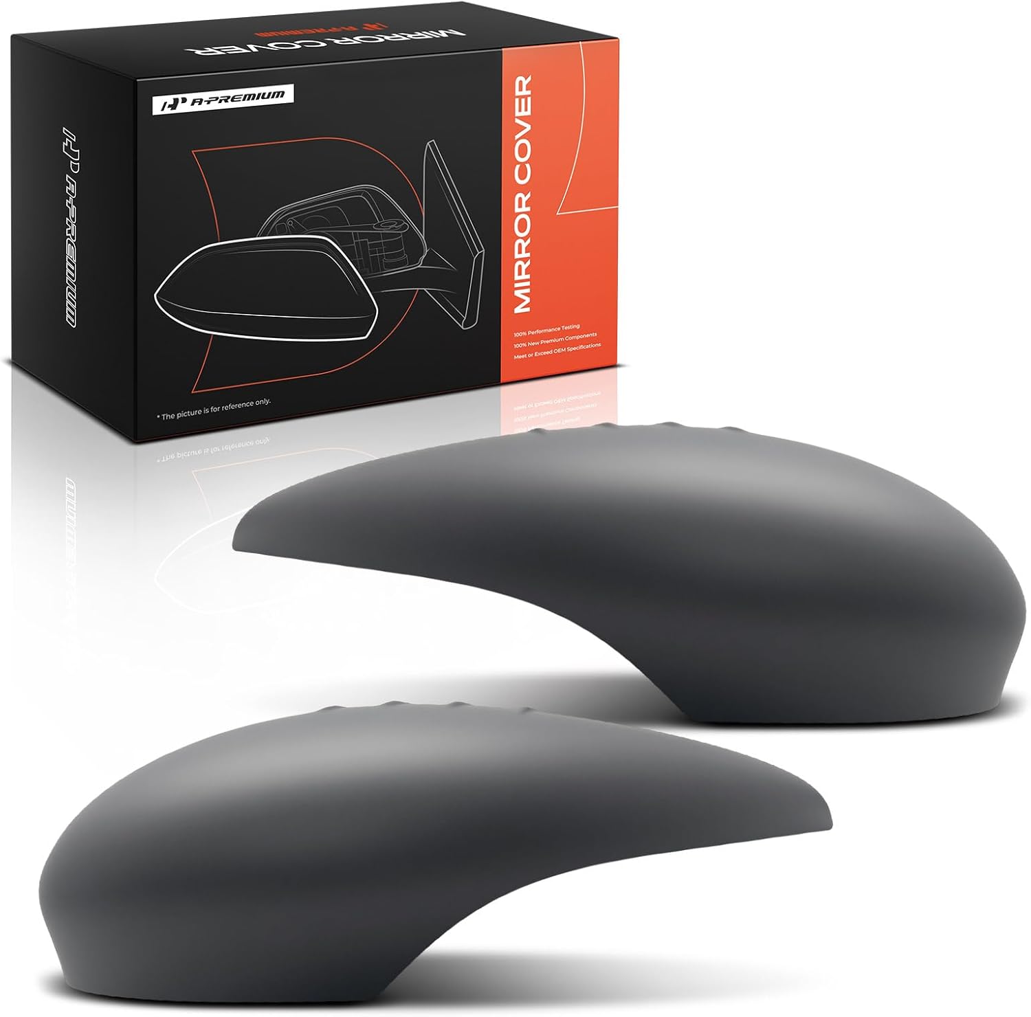 A-Premium 2 PCS Driver and Passenger Side Rearview Mirror Covers Caps - Compatible with Ford Fiesta 2011-2019 - Primed Gray, with Turn Signal Hole