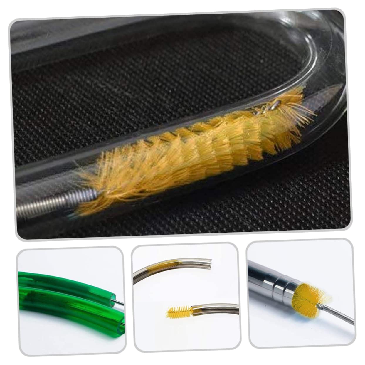VANZACK 3 Juegos Cepillo para Limpieza de peceras Manguera Flexible Limpiador de fregaderos de Acero Inoxidable Cepillo de Limpieza Suministros de Limpieza de Tanques de Peces Primavera