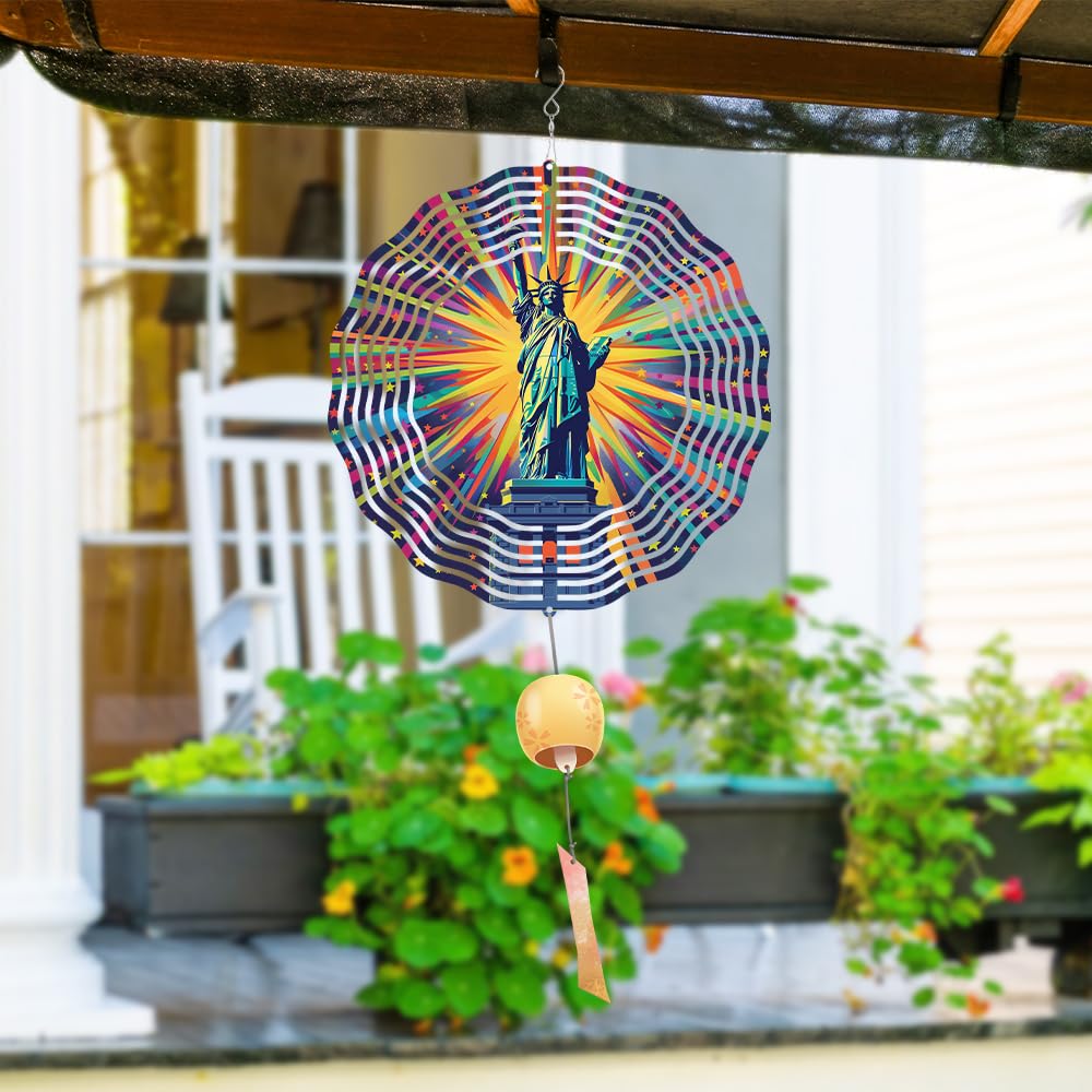 Wind Spinner Hanging for Yard and Garden, Unique Gift Wind Spinner, 3D Hanging Wind Spinner Outdoor, Statue of Liberty Wind Spinner