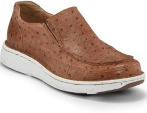 Justin Boots Mens Looper Ostrich Print Slip On Casual Shoes - Brown
