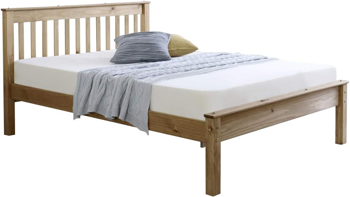 4ft 6 Standard Double Solid Pine Wooden Bed Bedframe - Waxed Pine Finish