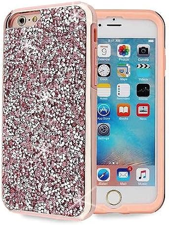 AccessoryHappy Tough Glitter Case, Luxury Bling Glitter Sparkle Creative Design Protective Hybrid Dual Layer Case Cover for iPhone 7 Plus 8 Plus Tough Glitter Pink