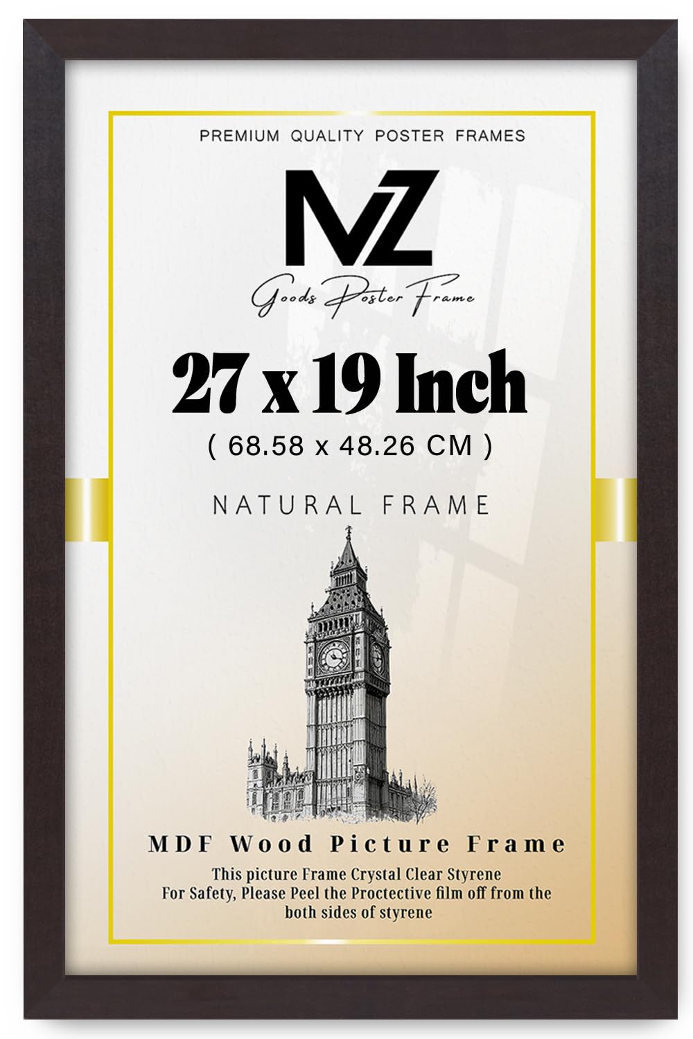 Mz Goods Mahogany | Large 27 Inch X 19 Inch Eton Wood Frame Classic (68.58 X 48.26 Cm) Frame | Perfect For Art Display 2' 3" X 1' 7" [ ]
