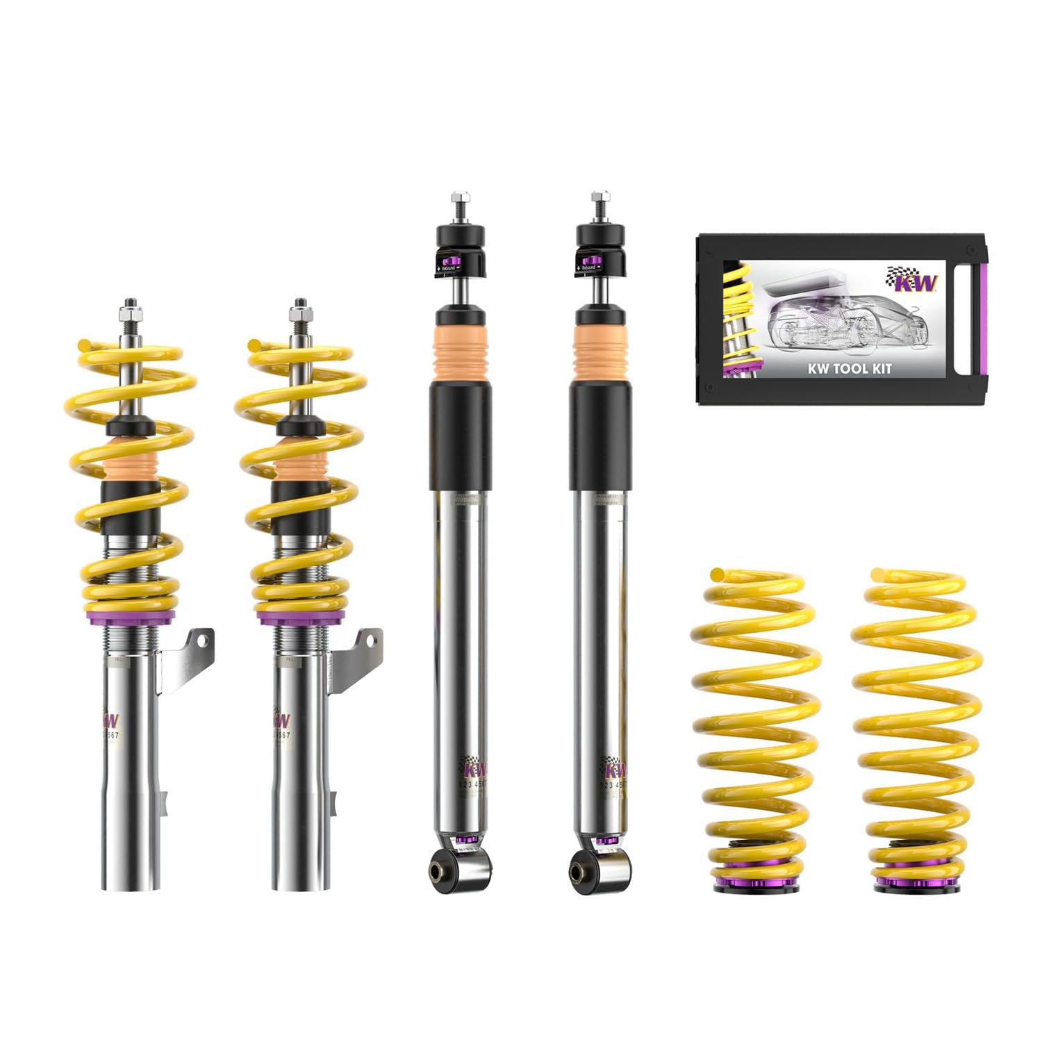 KW 35280081 Gewindefahrwerk INOX LINE Variante 3 - V2 Edelstahl - Komplettes 4er Set für VA & HA