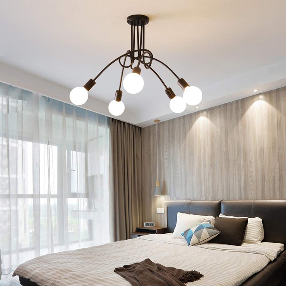 Lampadario A Sospensione Nero/fumè Design Moderno 5 Luci RD-0190