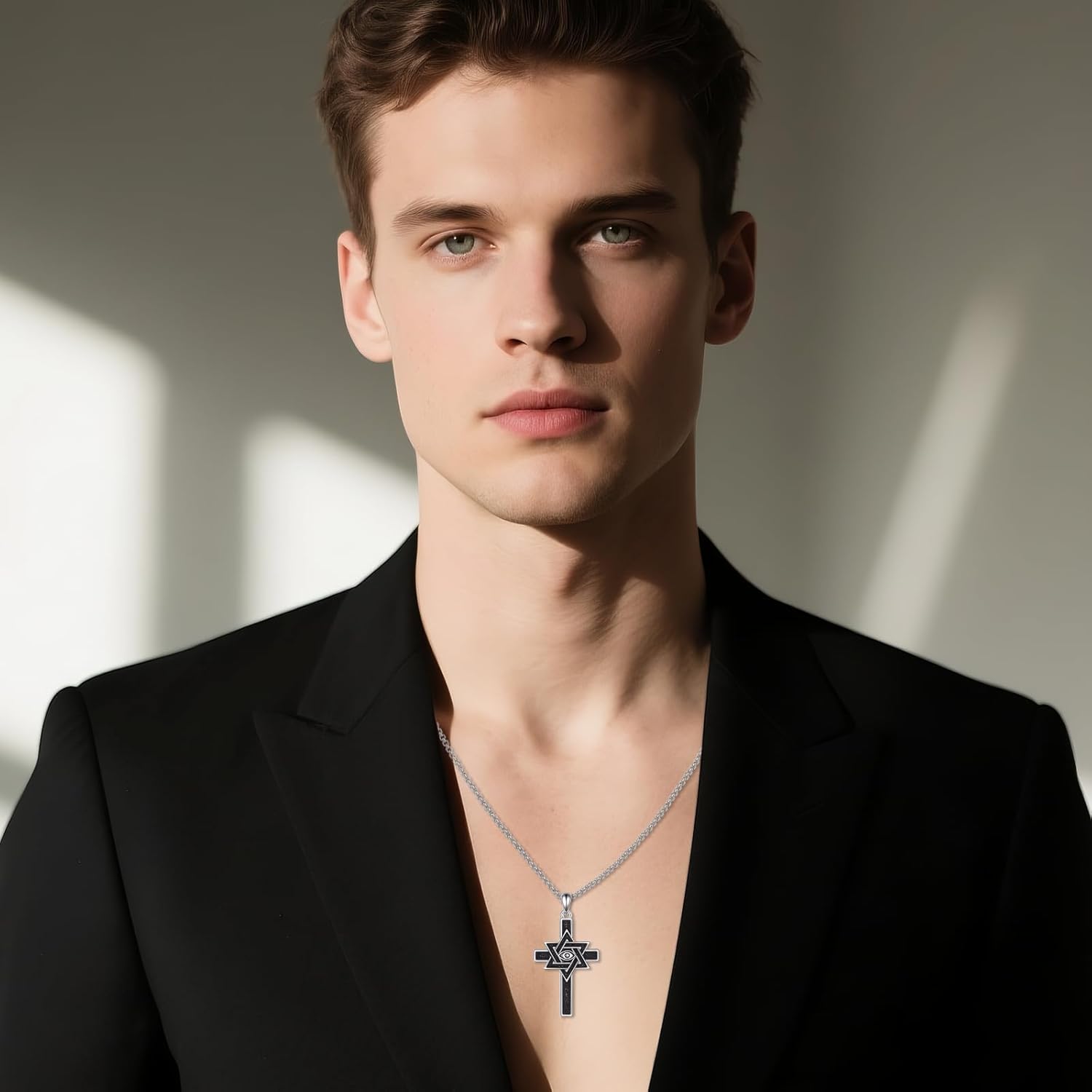 Star of David Cross Necklace Sterling Silver Jewish Star Pendant Necklace Judeo Christian Religious Jewelry Gift for Men Women - Image 5