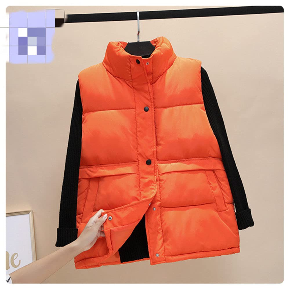 Chalecos Exteriores Para Mujer,Weste Damen Chaleco Acolchado Ligero Cuello Alto Chaleco Naranja Cálido Acolchado Casual Steppweste Abrigo De Invierno Sin Mangas Para Mujer Adolescente Oficina Depor