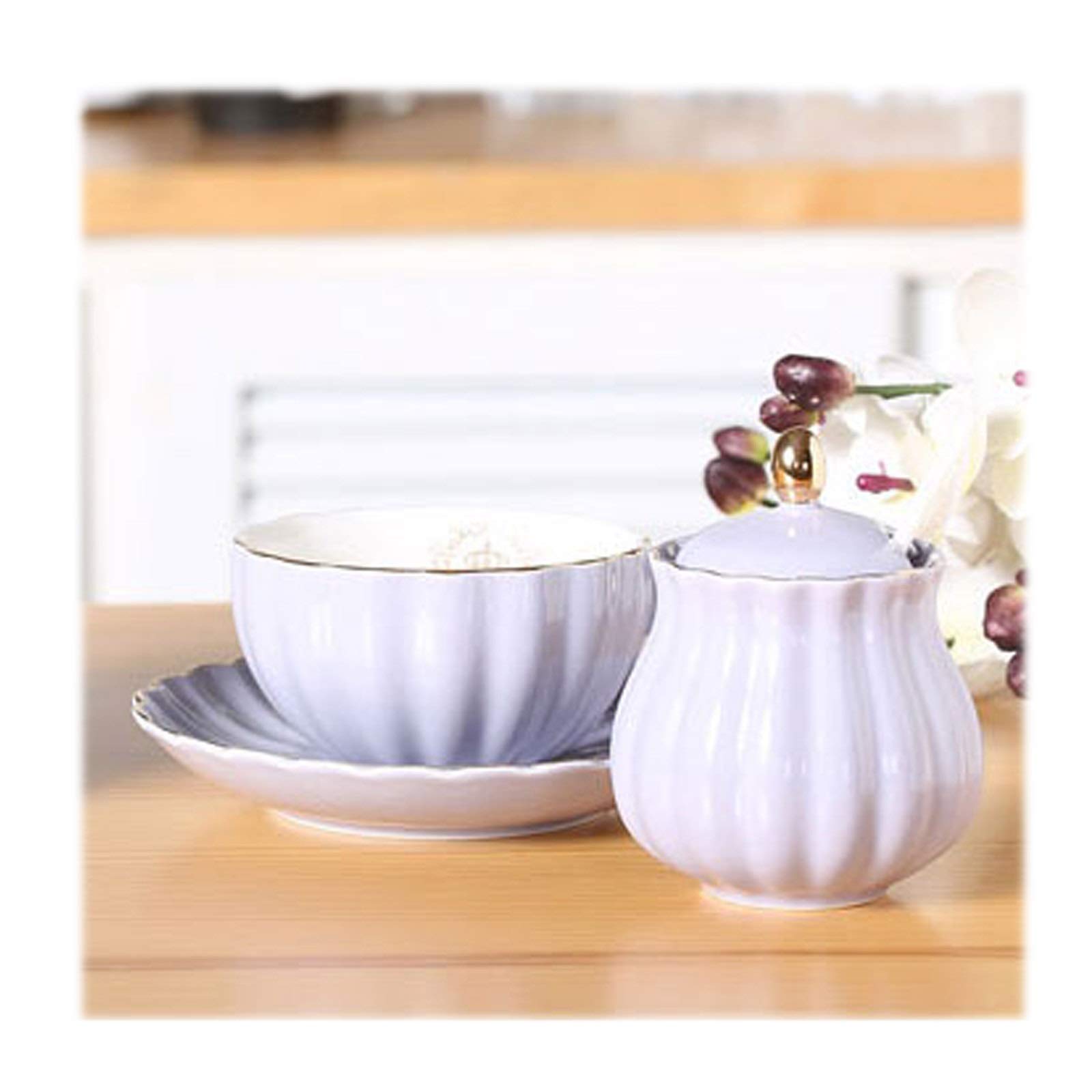 caihuashopping Pot À Lait Couvercelaine Creamer and Sugar Set avec Couvercin à Couvercle Pullskin Forme Café de café Set Set Pichet de Lait 220CC / 7.4oz Convient pour Le café et Le thé Pichet à Lait