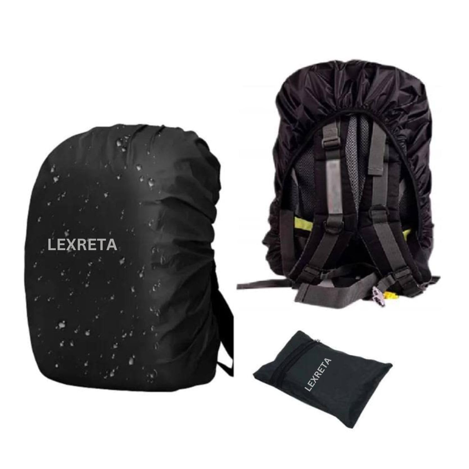 lexreta Lexreta® Waterproof Dustproof Rain Cover for Standard Backpack with Pouch,Travel Accessories Bag Rain Cover Protector, Adjustable Elastic Strap for School, College, Office, Trekking Bags, Black-50L-picture-37