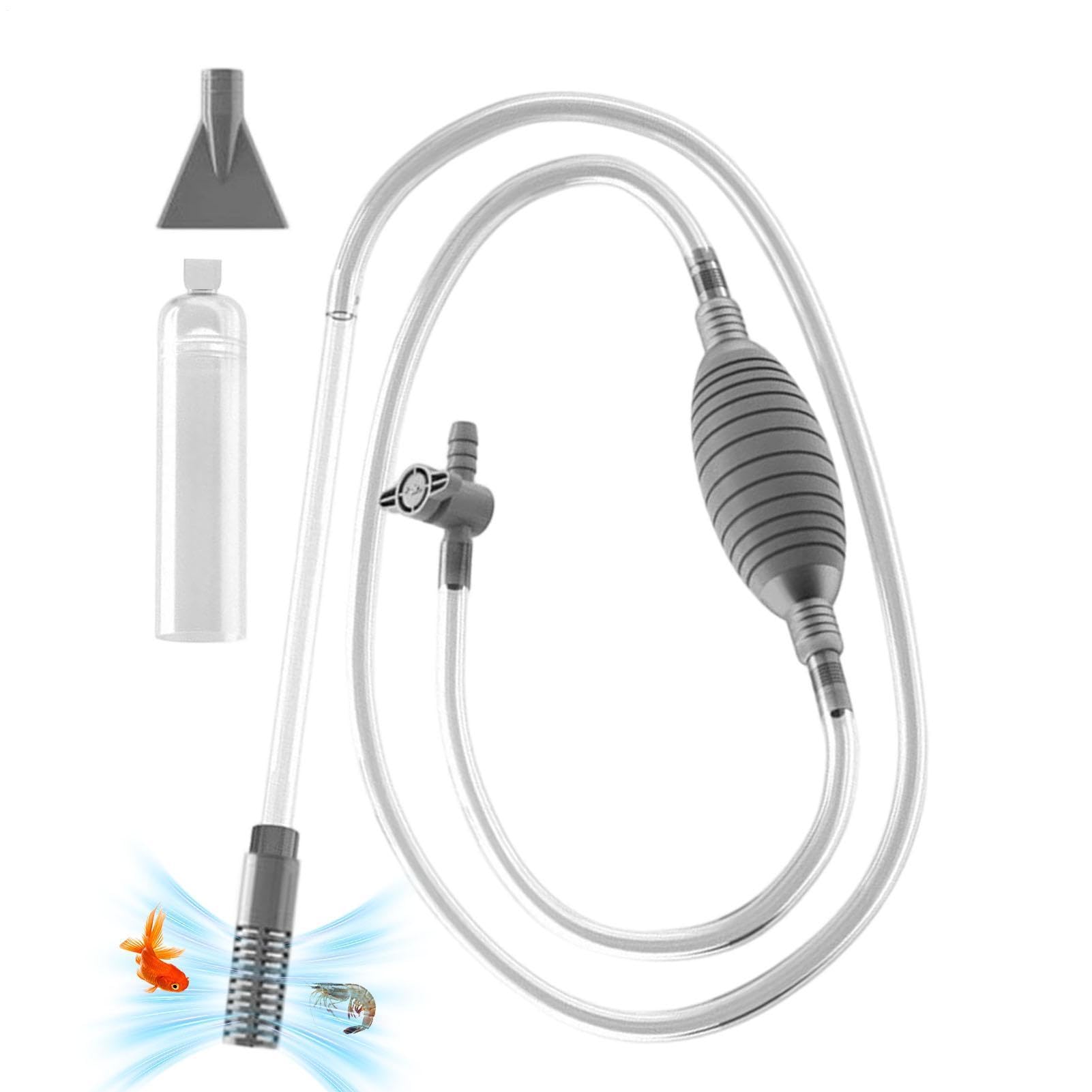 Fish Tank Vacuum - Siphon Water Changer, Aquarium Cleaning Tool with Strong Suction Flow, Easy Gravel Cleaner, Fish Turtle Tank Kit, Changing Pump Water for Saltwater Aquariums