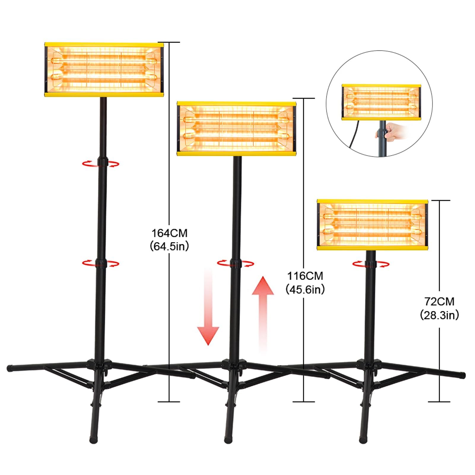 DATOUBOSS 2000W Lampada Infrarossi Carrozzeria, Essiccatore per Vernici Lampada a Infrarossi Auto a Onde Corte, Con Staffa Controllo Meccanico Intelligente Del Tempo (ZJ-SC003)
