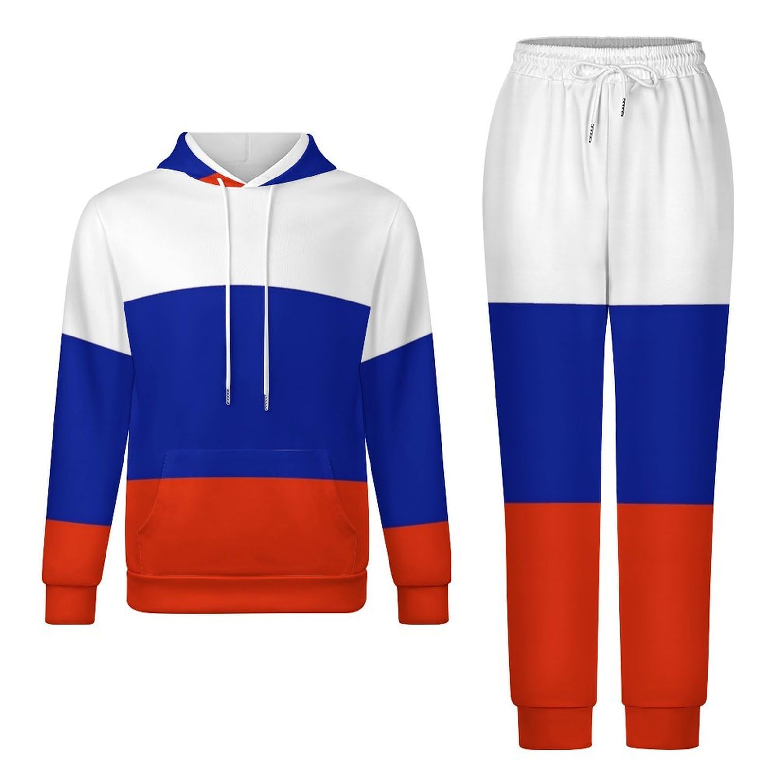Completo Da Uomo E Da Donna In Due Pezzi Con Stampa Della Bandiera Russa Con Cappuccio A Maniche Lunghe Pullover Top E Pantaloni Lunghi Tuta Unisex Taglie Forti Completo Da Salotto