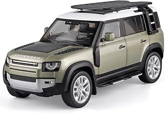 Brand Conquer 1:24 Scale Big Size Land Rover Defender Model Car Exclusive Alloy Metal car Pull Back Die-cast Metal Toy car with Openable Doors & Light Music Toys (Big Size Land Rover Defender Green)