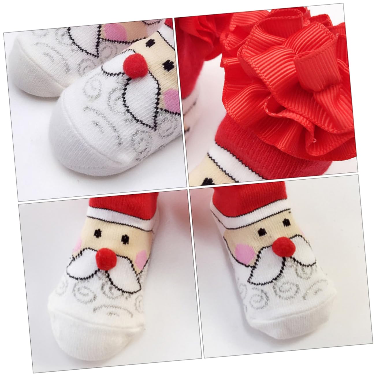 KESYOO 1 Pair Boys Christmas Stockings Santa Sliers Warm Socks for 0-12 Months Toddler