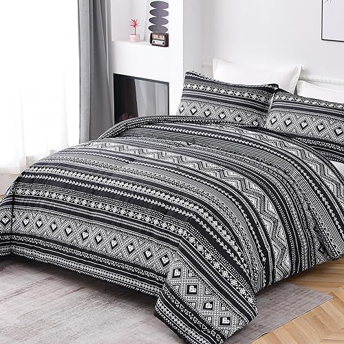 Shatex HU-XI-187 3 Pieces Moroccan King Size Comforter Bedding Set- All Season Bedding Comforter Set cover